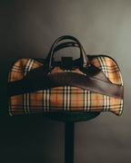 -SPECIAL- "Burberrys" 80's-90's Classic check textured leather boston bag