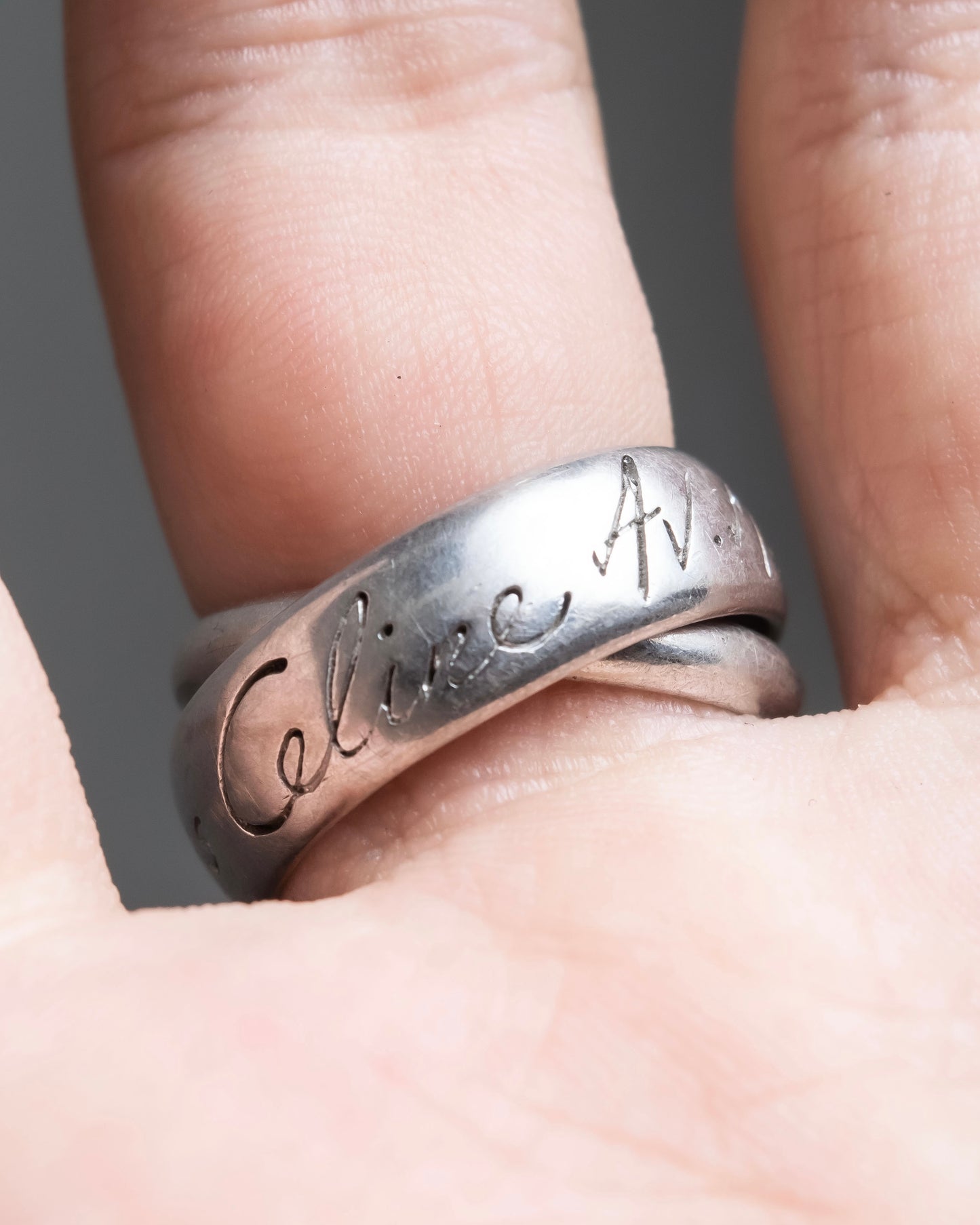 “Celine” Silver 925 engraved double ring