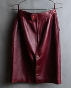 "LOEWE" Burgundy leather front button middle skirt
