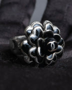 "2003's CHANEL" Camellia motif coco mark engraved ring