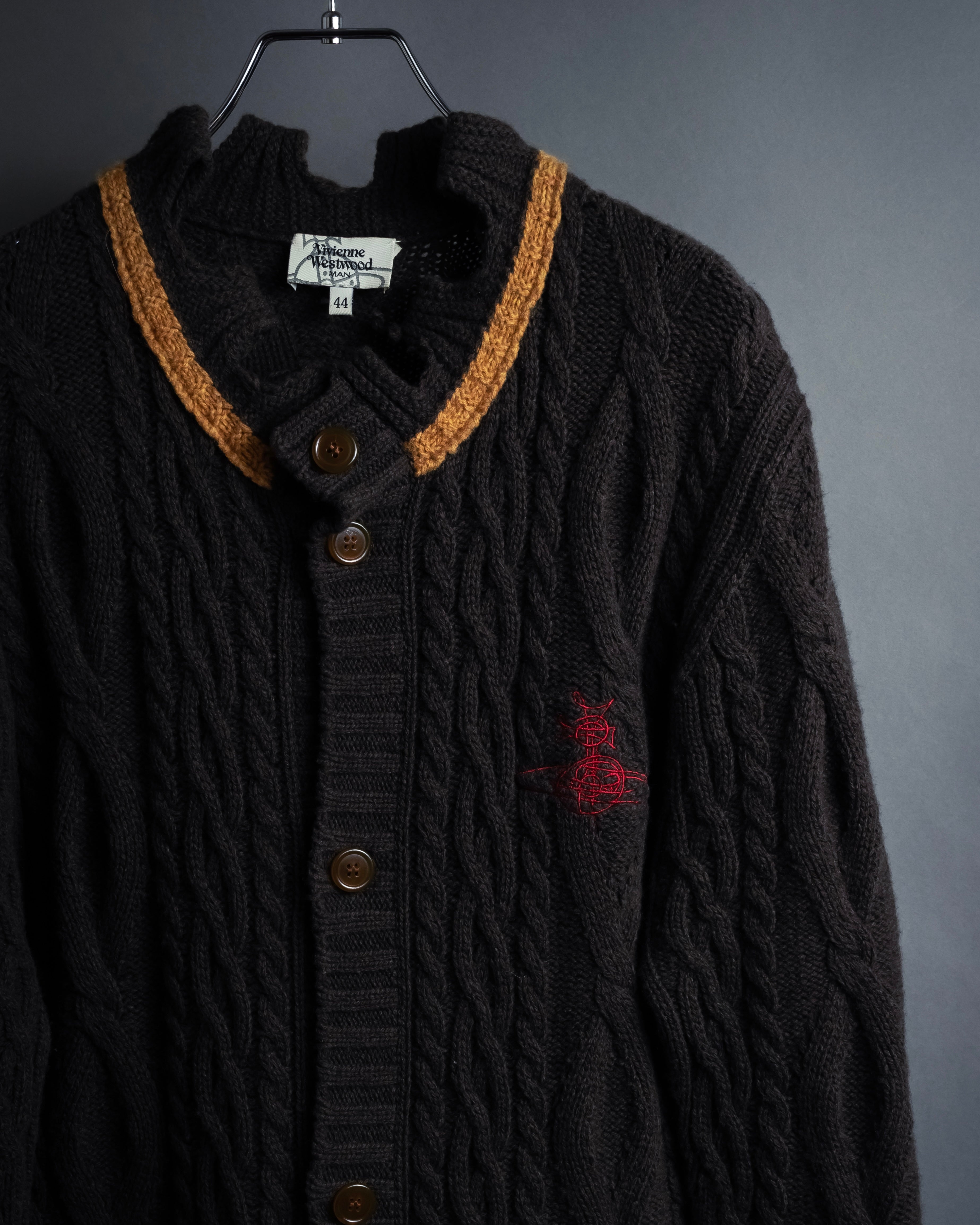 "Vivienne Westwood" Orb logo engraved cable knit cardigan