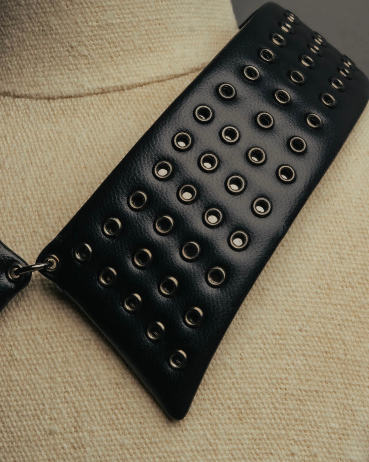 –SPECIAL– "Christian Dior" Late 2000s-2020s Eyelet leather choker necklace