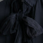 "YVES SAINT LAURENT" 2002 AW Scarf docking tulle design silk double zipper blouse