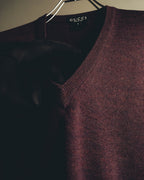 "GUCCI" 90's-00's Deep burgundy v-neck knit sweater