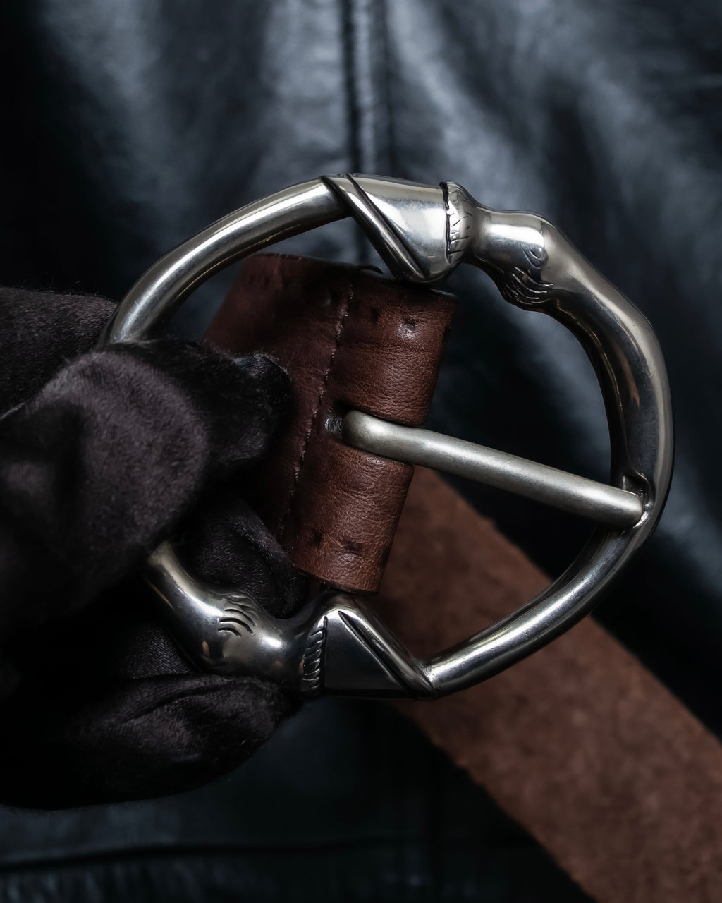 "GUCCI" Horse's foot motif antique style ring belt