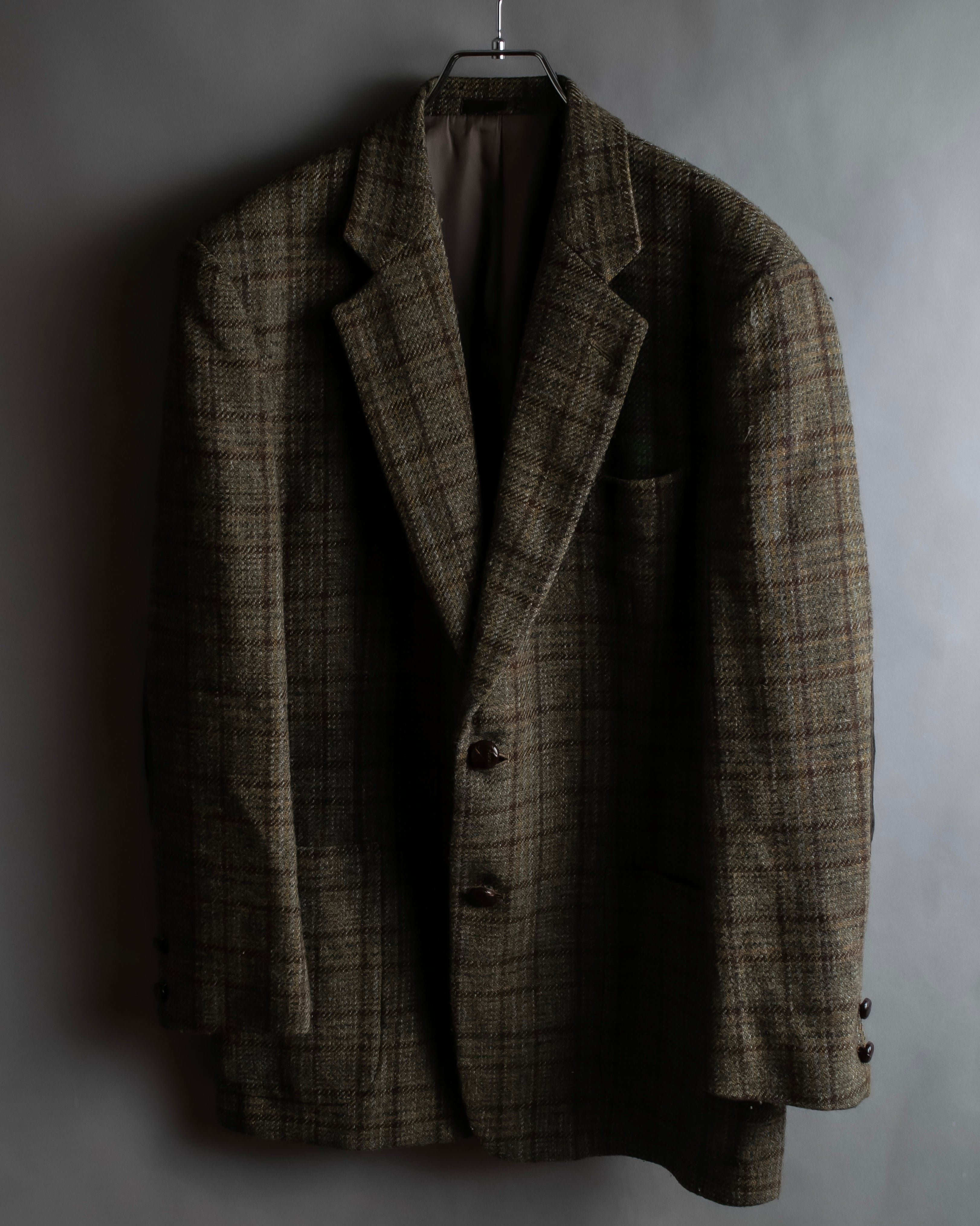 "BURBERRYS" Elbow patch design gun club check tweed jacket