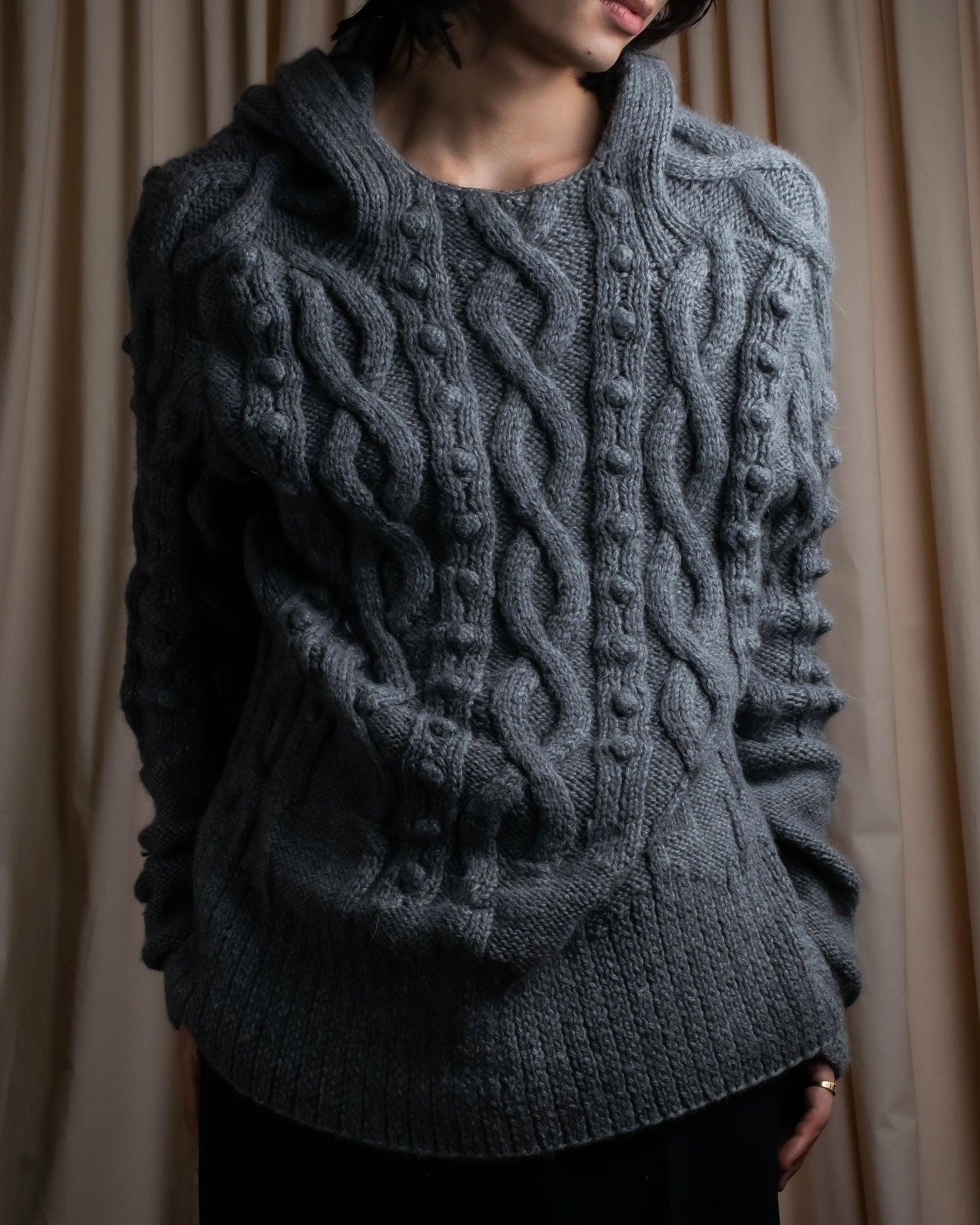 "JEAN PAUL GAULTIER" Cable knit design hooded pullover