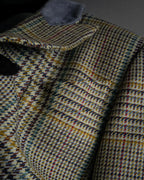 "CELINE" 90’s–00’s checked velvet collar coat