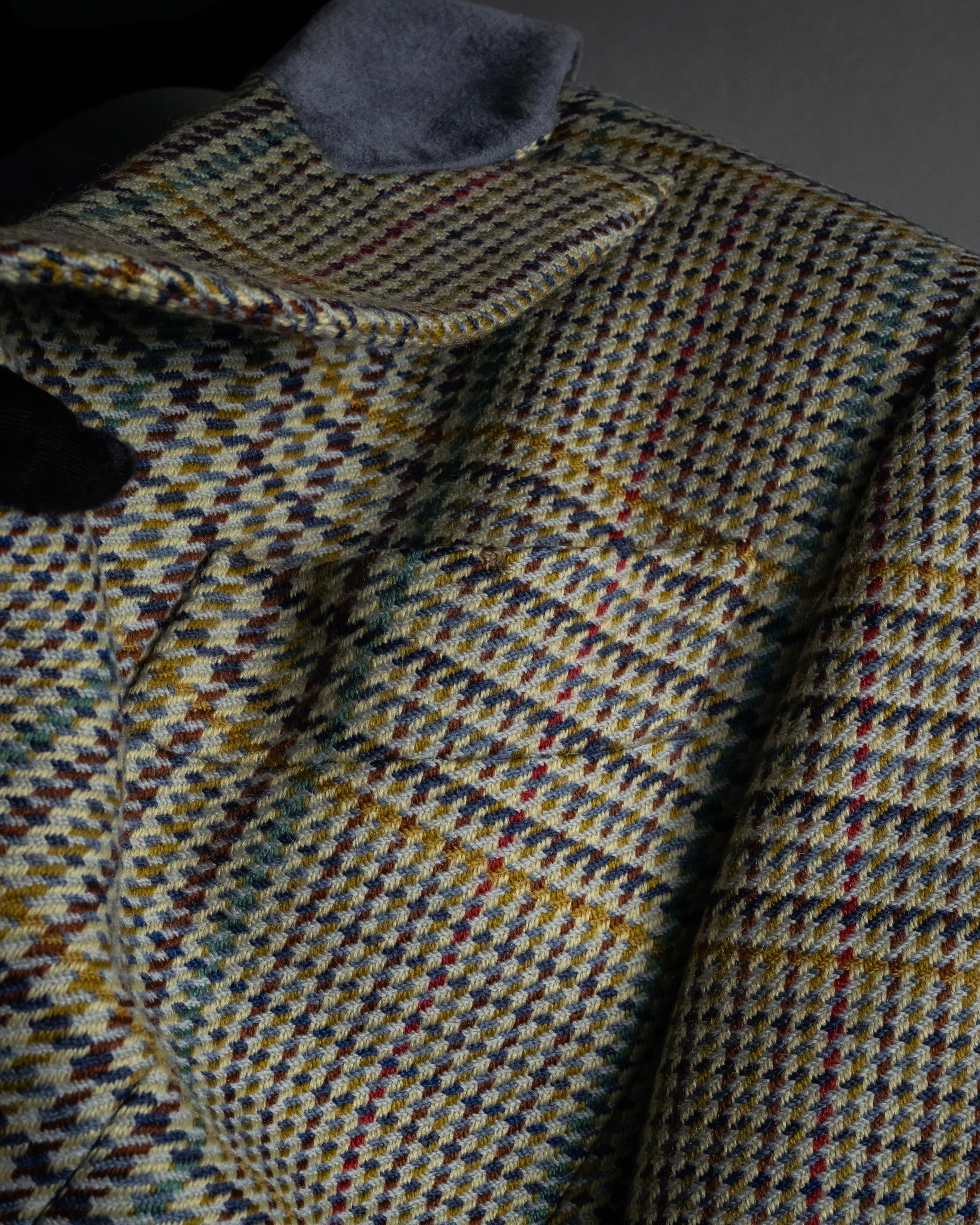"CELINE" 90’s–00’s checked velvet collar coat