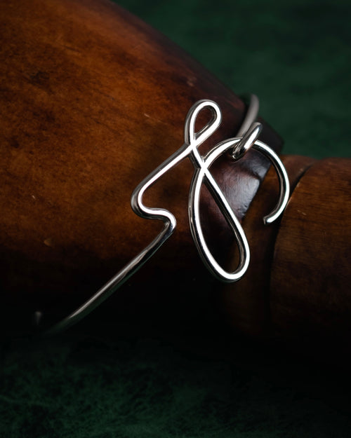 “LOEWE” 2000-2010 Script logo open cuff bracelet