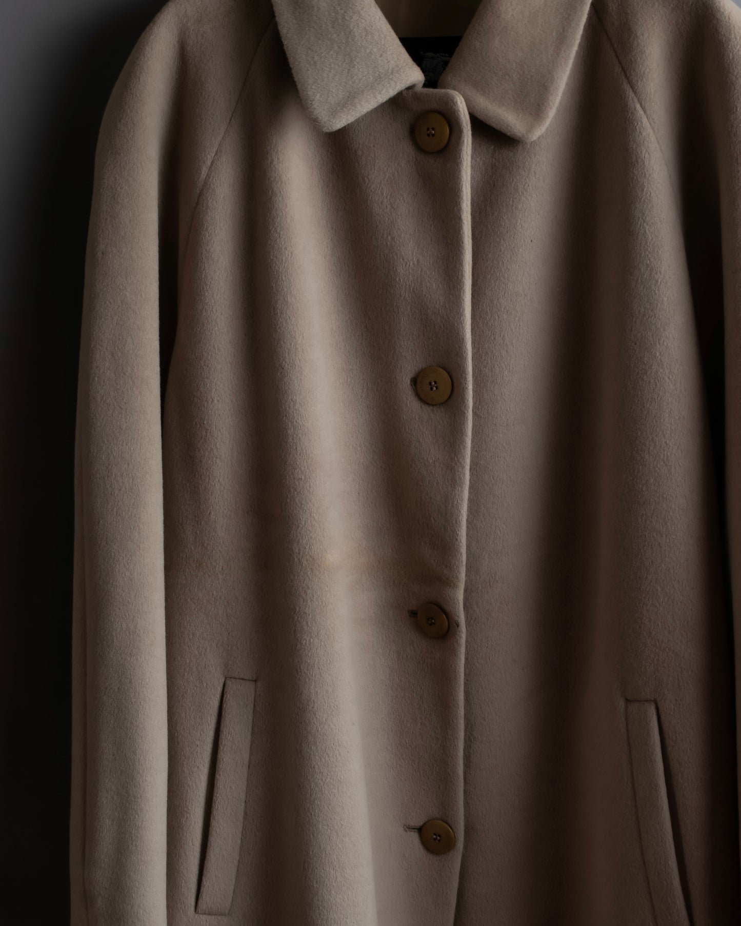 "BURBERRY" Angora mix mid length stand up collar coat