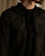 "tricot COMME des GARCONS"  80's Tiered ruffle design, dotted sheer blouse