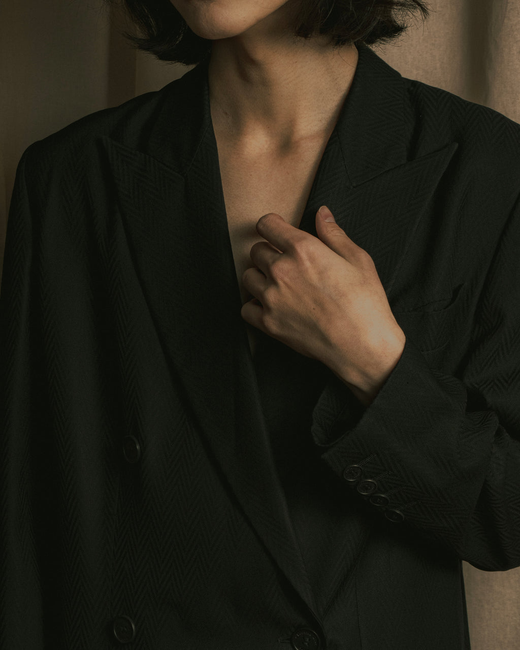 “Christian Dior” 90’s sculpted herringbone chester coat