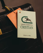-SPECIAL- "CRISTIAN FLORENCE" 90's-00's Classic crocodile embossed leather structured top handle bag