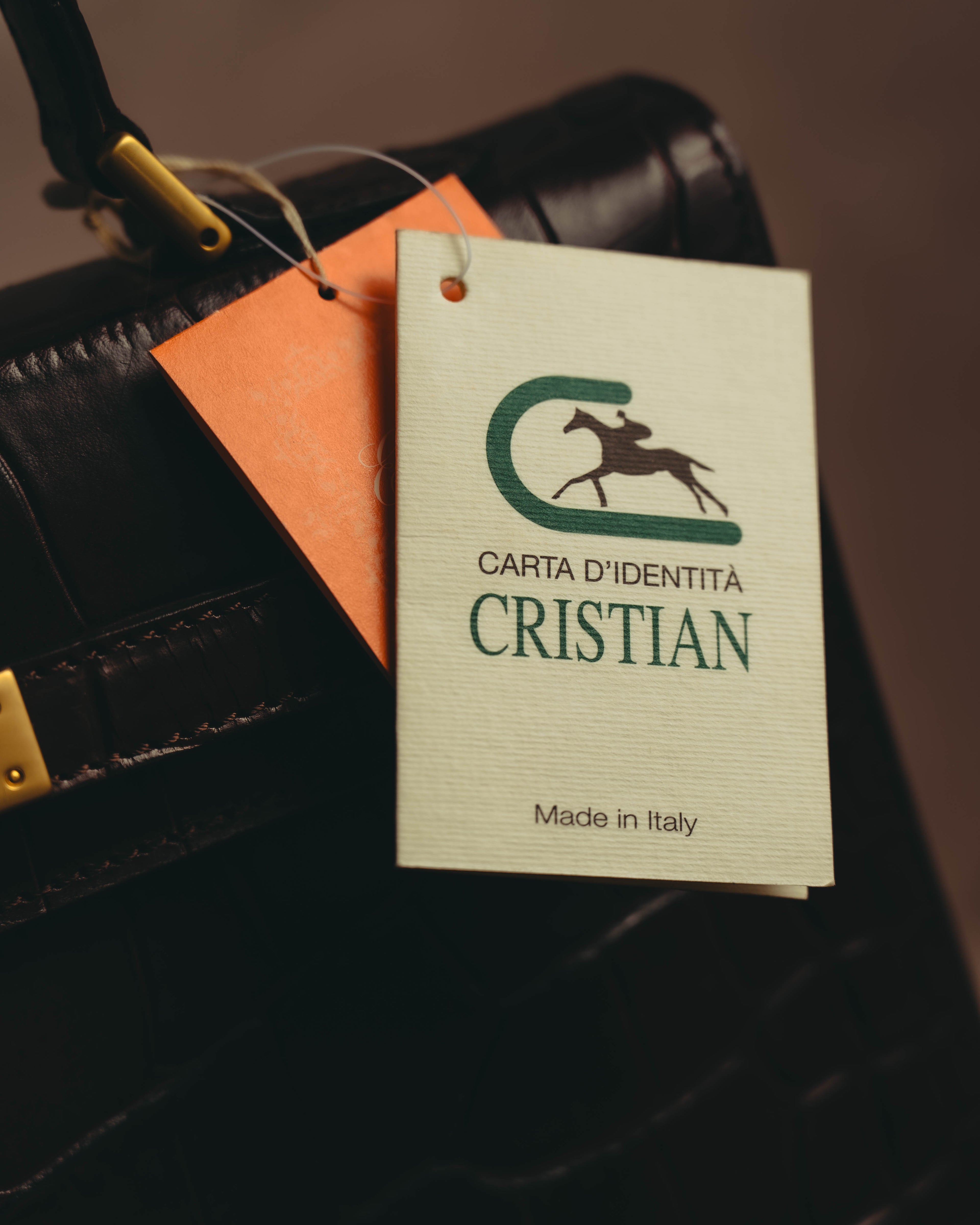 -SPECIAL- "CRISTIAN FLORENCE" 90's-00's Classic crocodile embossed leather structured top handle bag