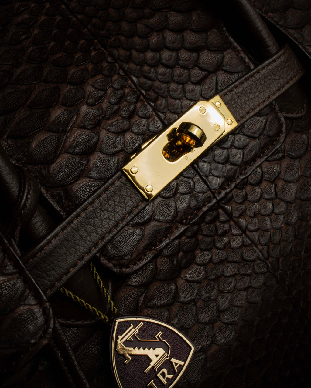"Vintage turnlock design python leather bag"