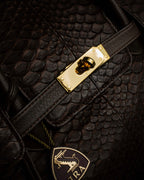 "Vintage turnlock design python leather bag"