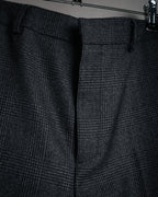 “CELINE” Post-2018 Glen check wool tailored trousers