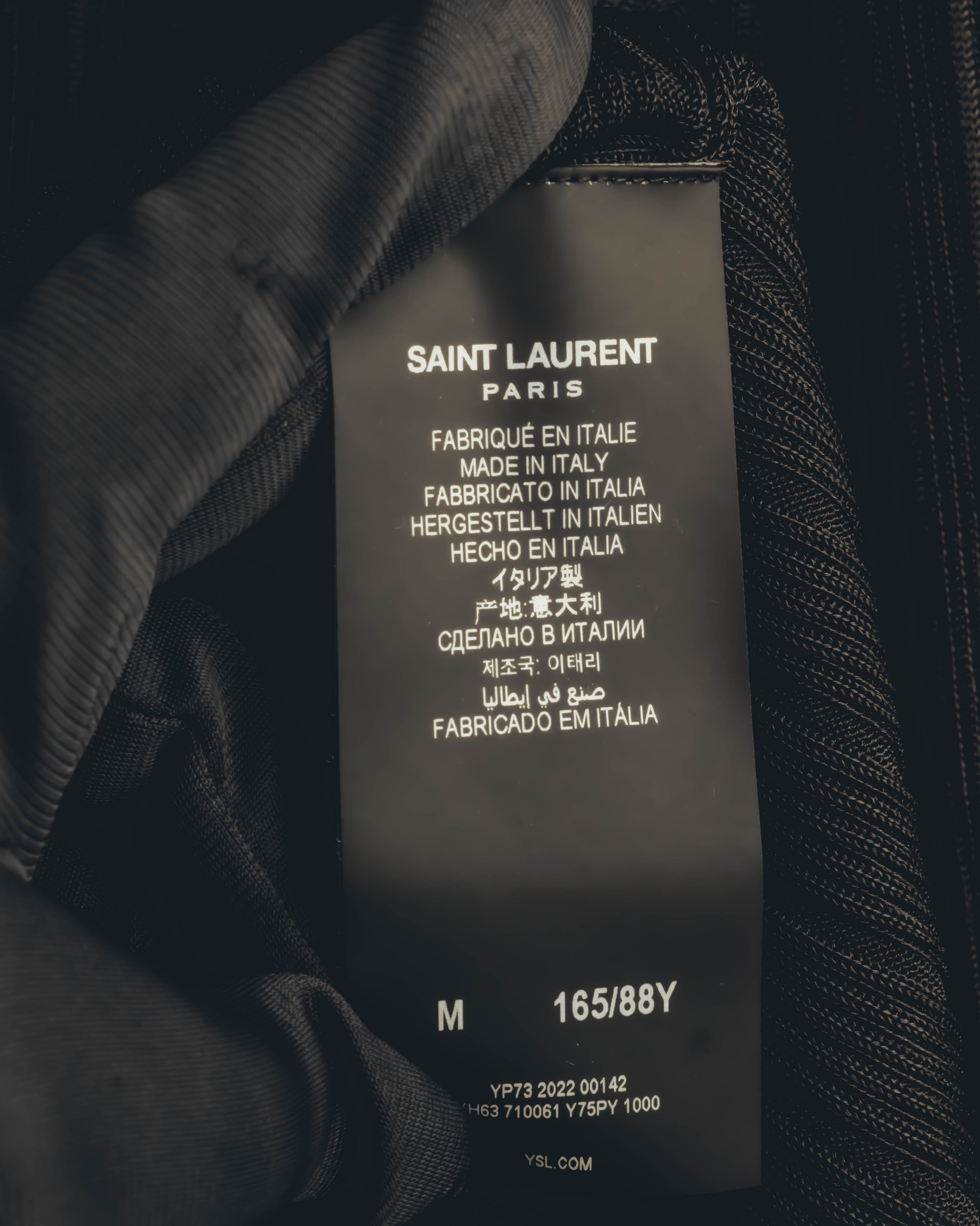 "SAINT LAURENT PARIS" 2020's Sheer ribbed silk blend polo cardigan