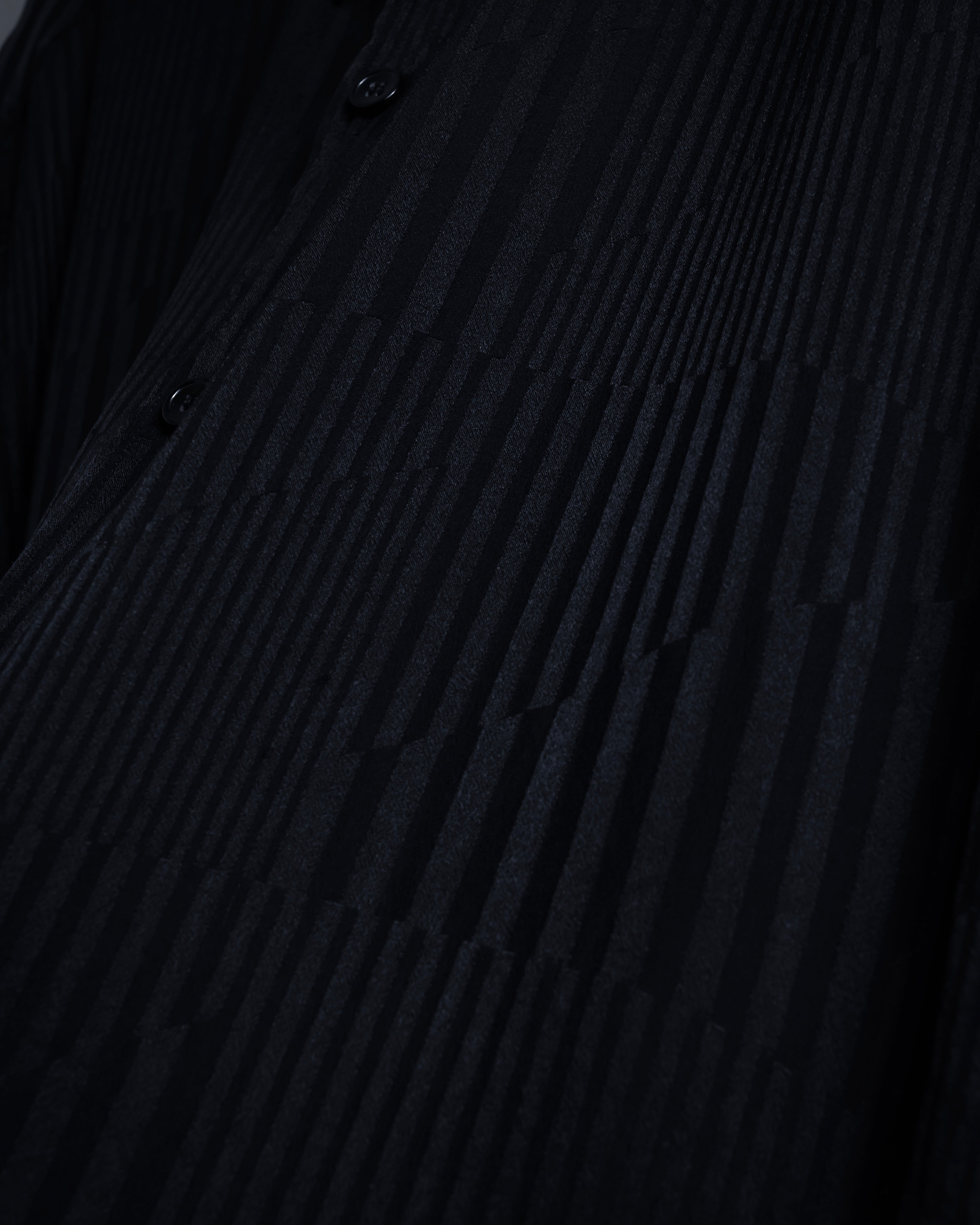 "Saint Laurent Paris" Jacquard pattern silk black shirt