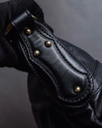 "FENDI" Gold metal gatherd design leather one-shoulder bag