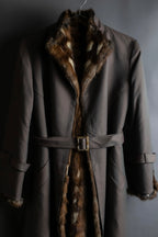 "HIROKI" Real fur lined maxi length belted coat