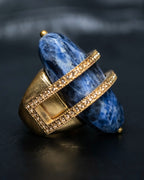 "Christian Dior" Sodalite Stone Gold Accent Ring