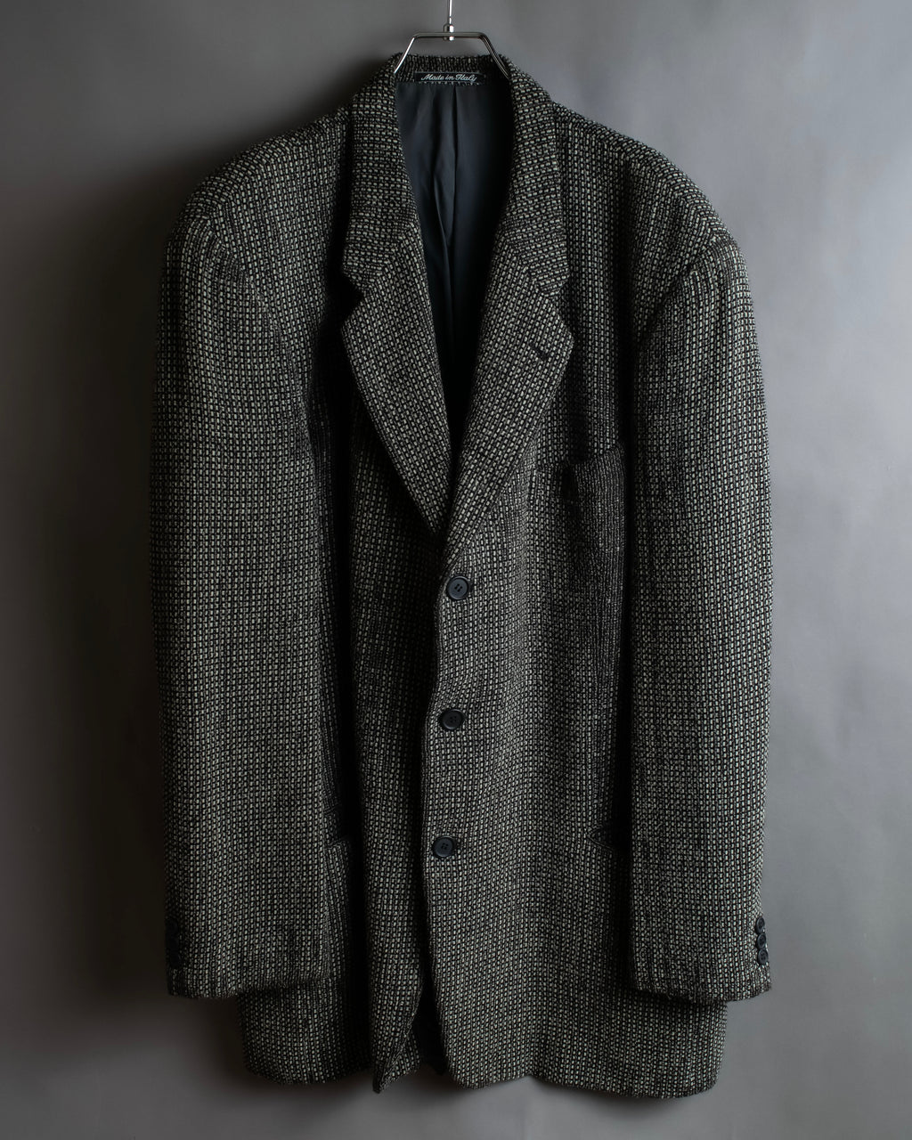 "GIORGIO ARMANI" Greige mix checkered pattern tailored jacket