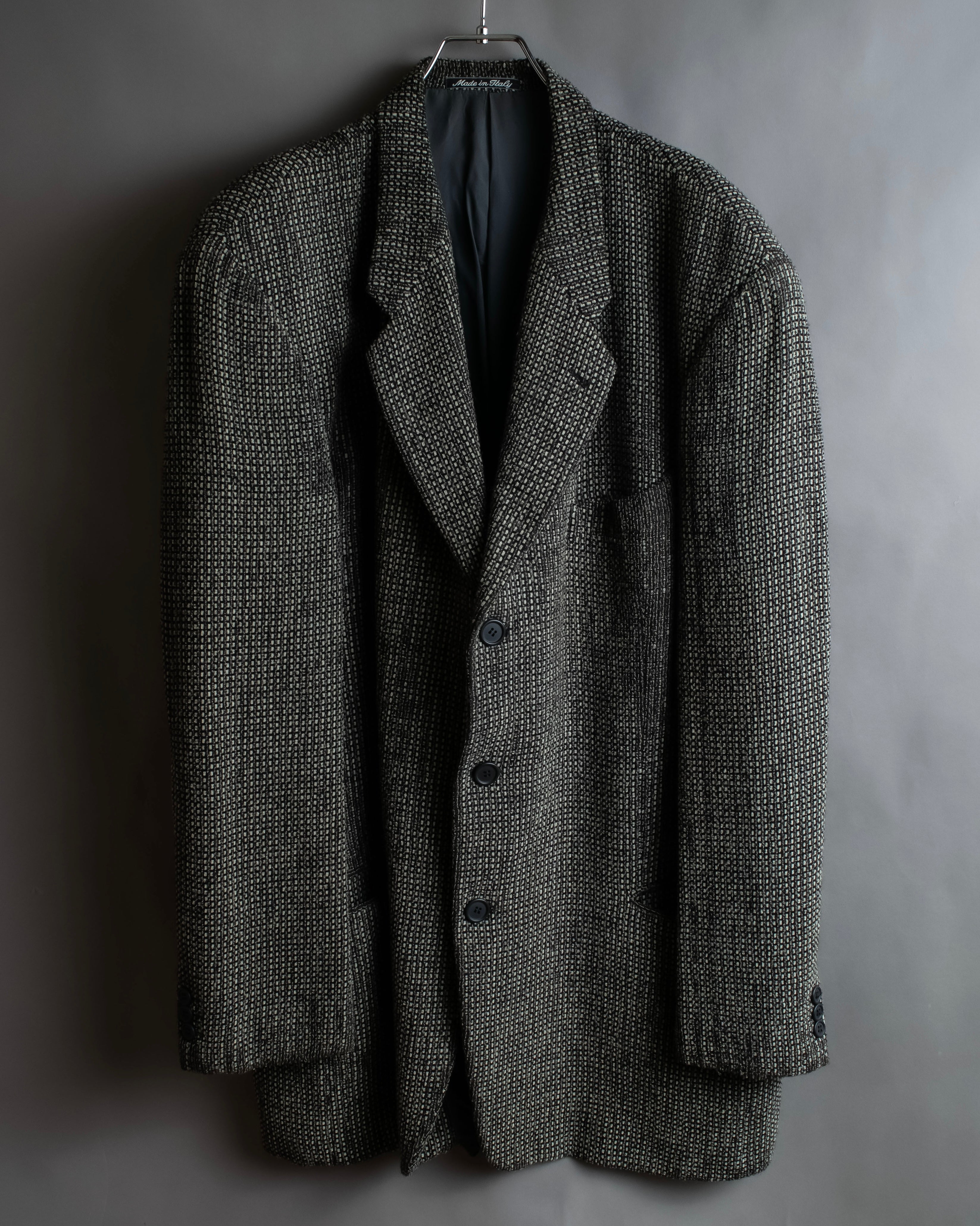 "GIORGIO ARMANI" Greige mix checkered pattern tailored jacket