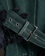 "PRADA" Stitching design suede belted coat