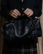 "CELINE" Various studs horizontal leather 2way bag