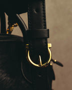 -SPECIAL- “Salvatore Ferragamo“ 90's-00's Gancini pony hair and leather dual-way boston bag