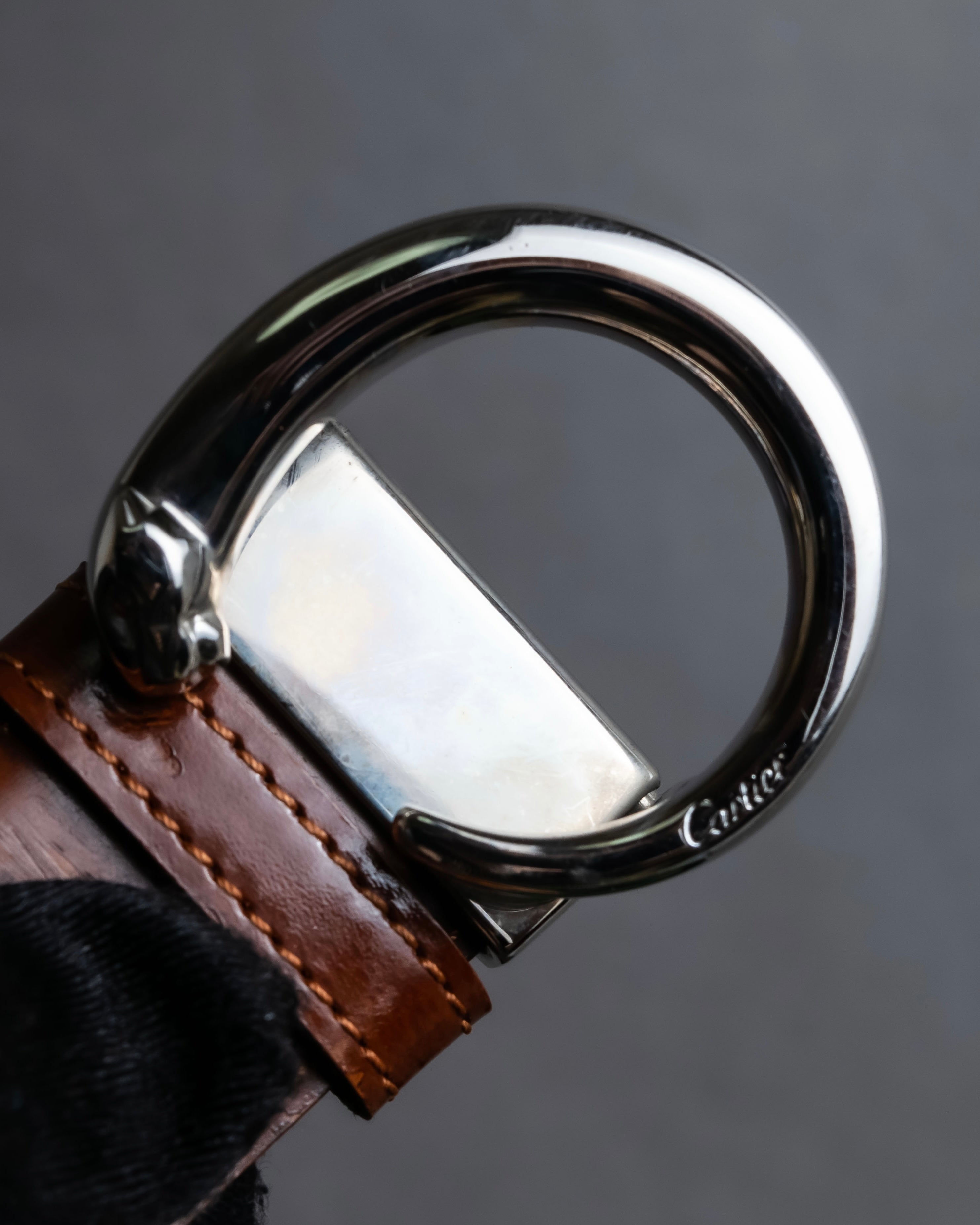 "Cartier" Bis motif design buckle leather belt