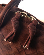 BOTTEGA VENETA/ Intrecciato Beautiful Suede Handbag Red Brown