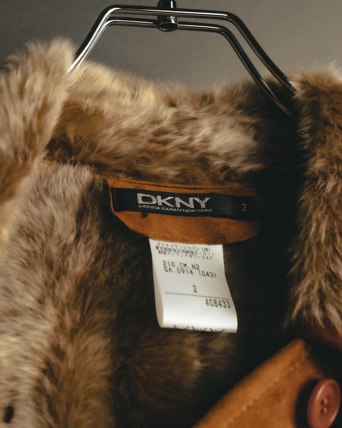 “DKNY” 90’s-00’s Italian shearling paneled long coat