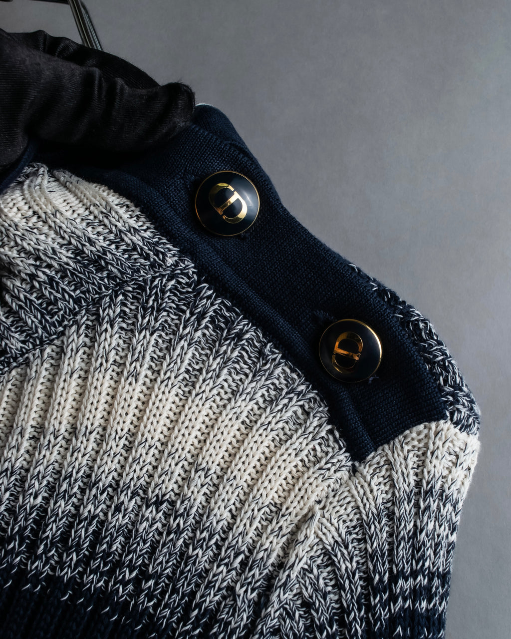 "Christian Dior" Gradient striped irregular neck knit