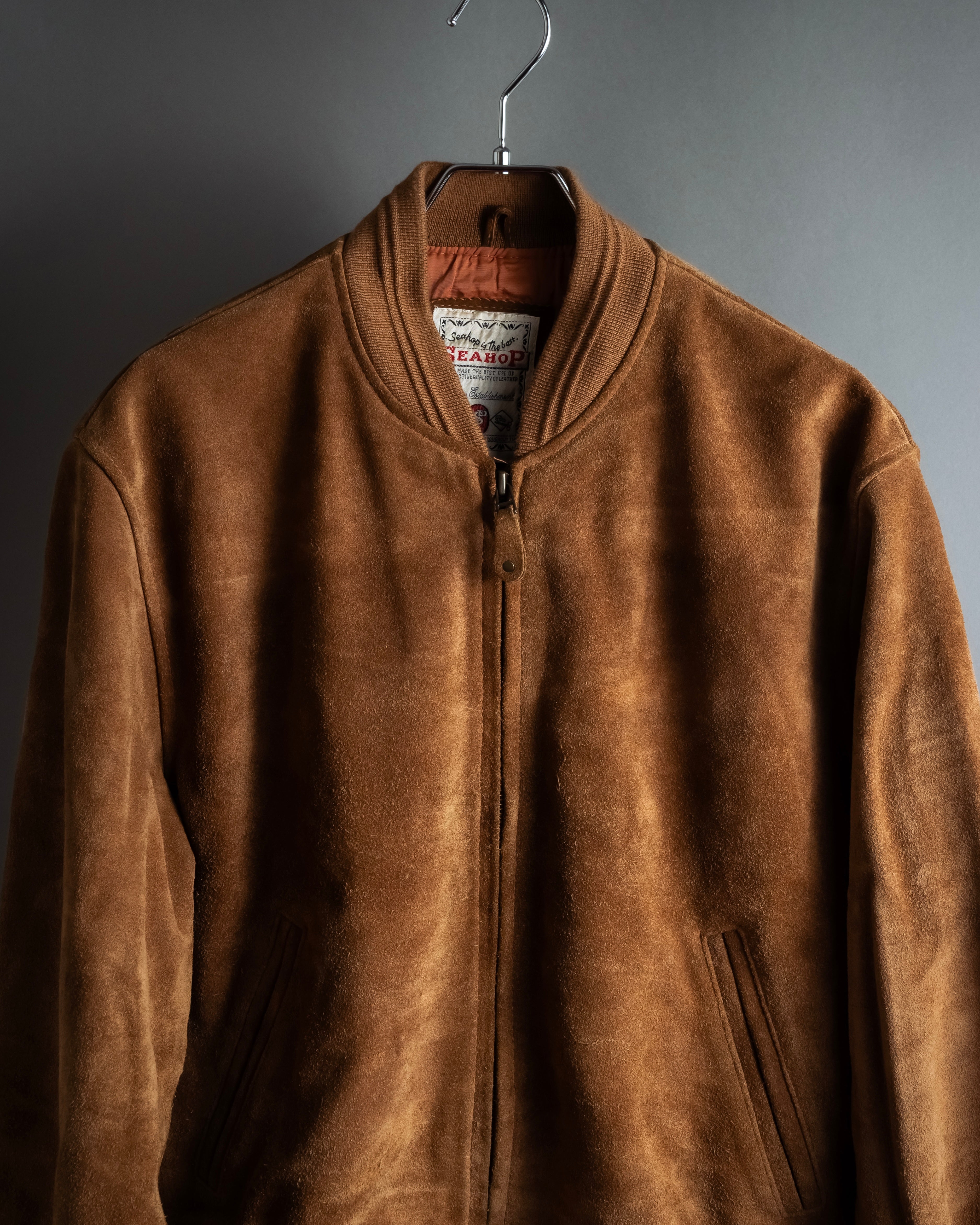 "SEAHOP" Ribbed design suede leather blouson