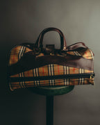-SPECIAL- "Burberrys" 80's-90's Classic check textured leather boston bag