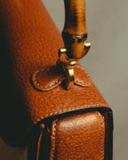 -SPECIAL- “GUCCI” 90’s-00’s Bamboo handle canvas panel top handle bag