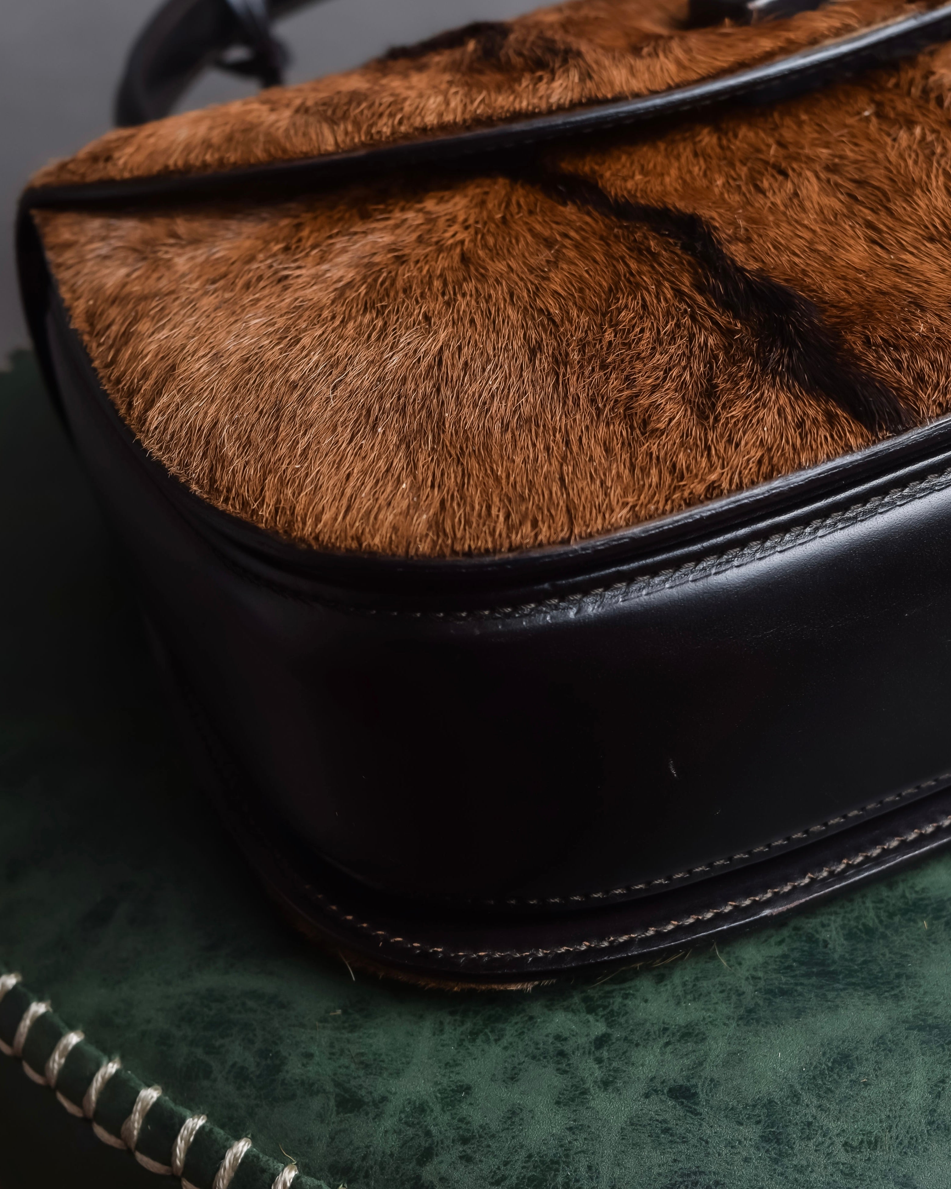 "GUCCI"「1947」 pony leather combination bamboo hand bag