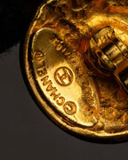 "CHANEL" Dome relief cross motif gold cufflinks