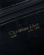 "Christian Dior" 70's-80's Radial drape design gold chain leather shoulder bag