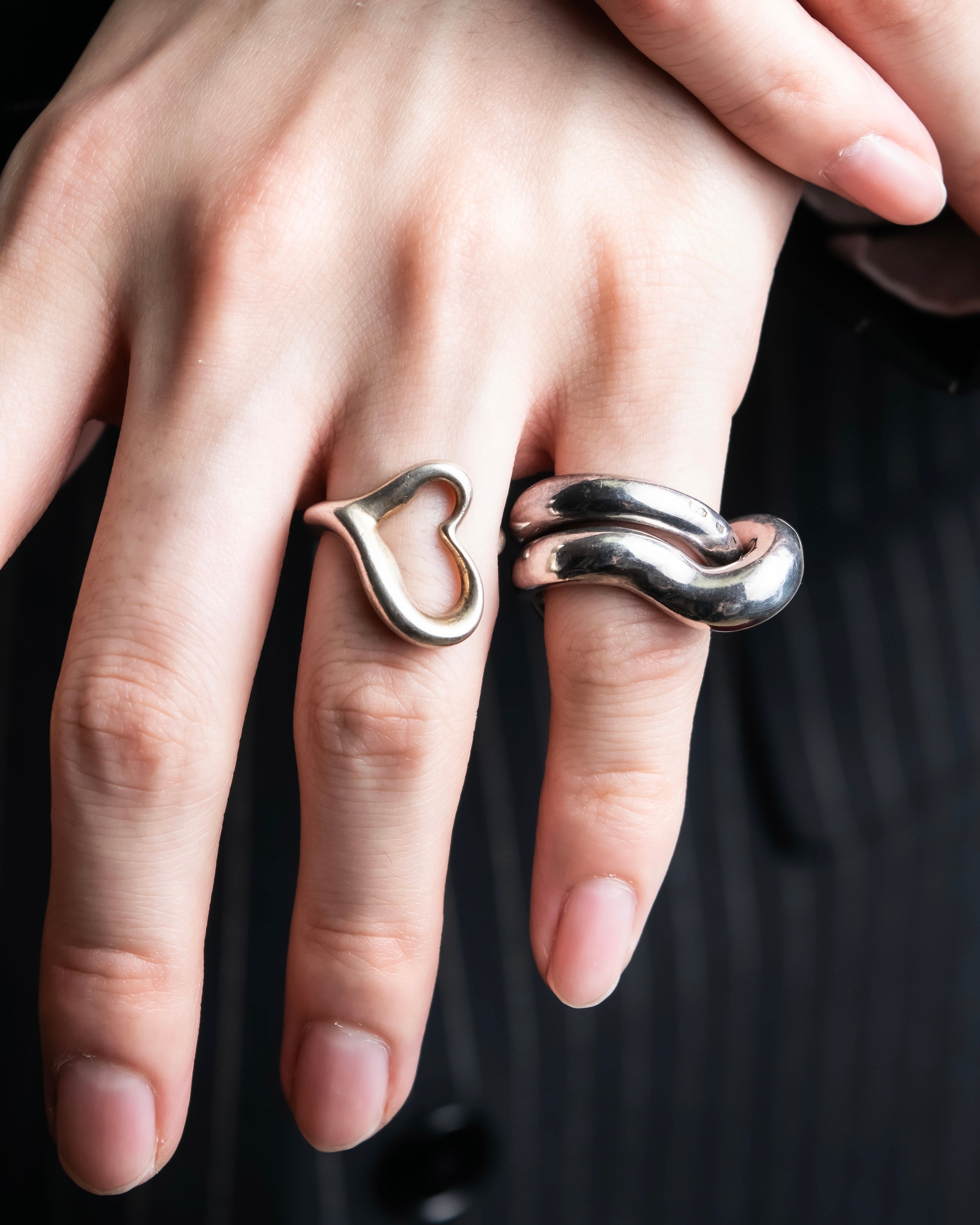 "Tiffany&Co" Elsa Peretti open heart design silver ring