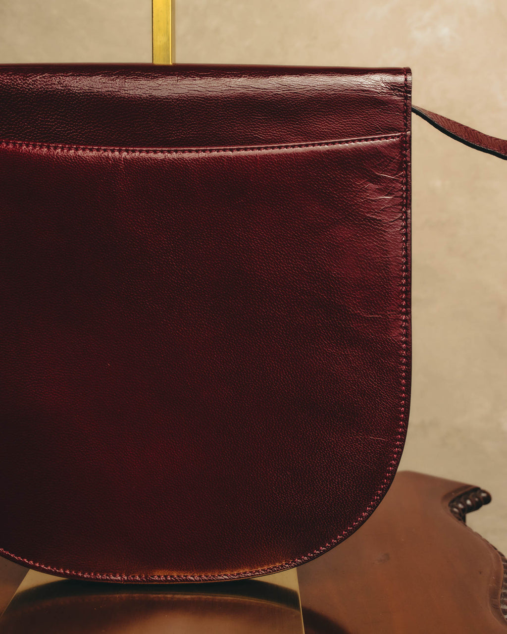 "Yves Saint Laurent" 80's-90's Burgundy embossed leather shoulder bag