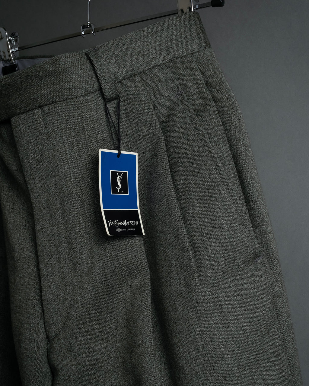 "YVES SAINT LAURENT" Deep pleat tapered wool slacks