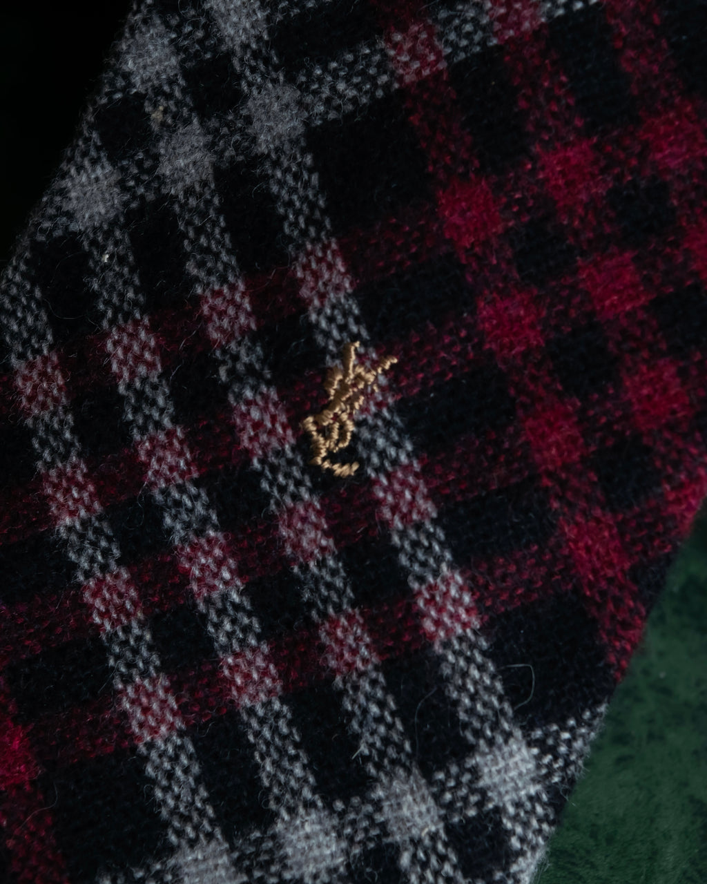 "YVES SAINT LAURENT" Tartan check wool neck tie