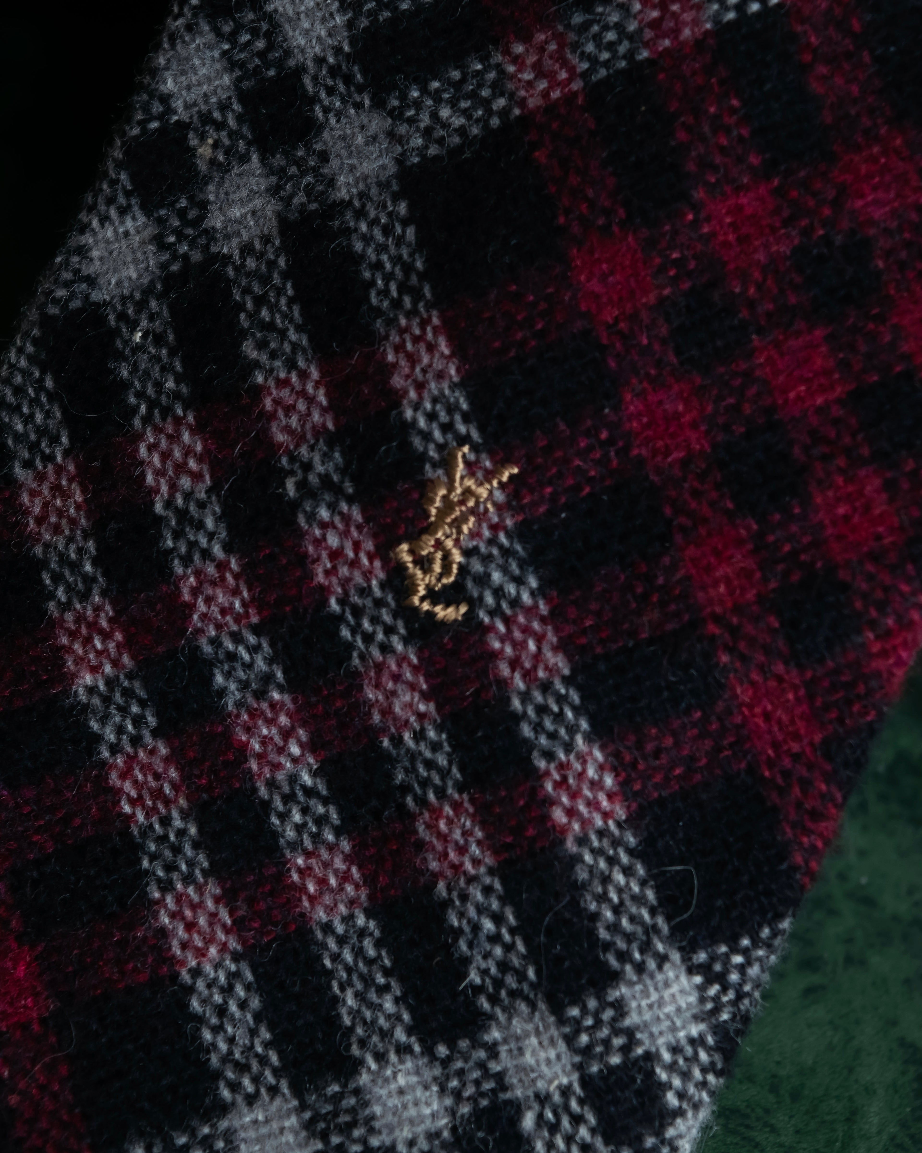 "YVES SAINT LAURENT" Tartan check wool neck tie