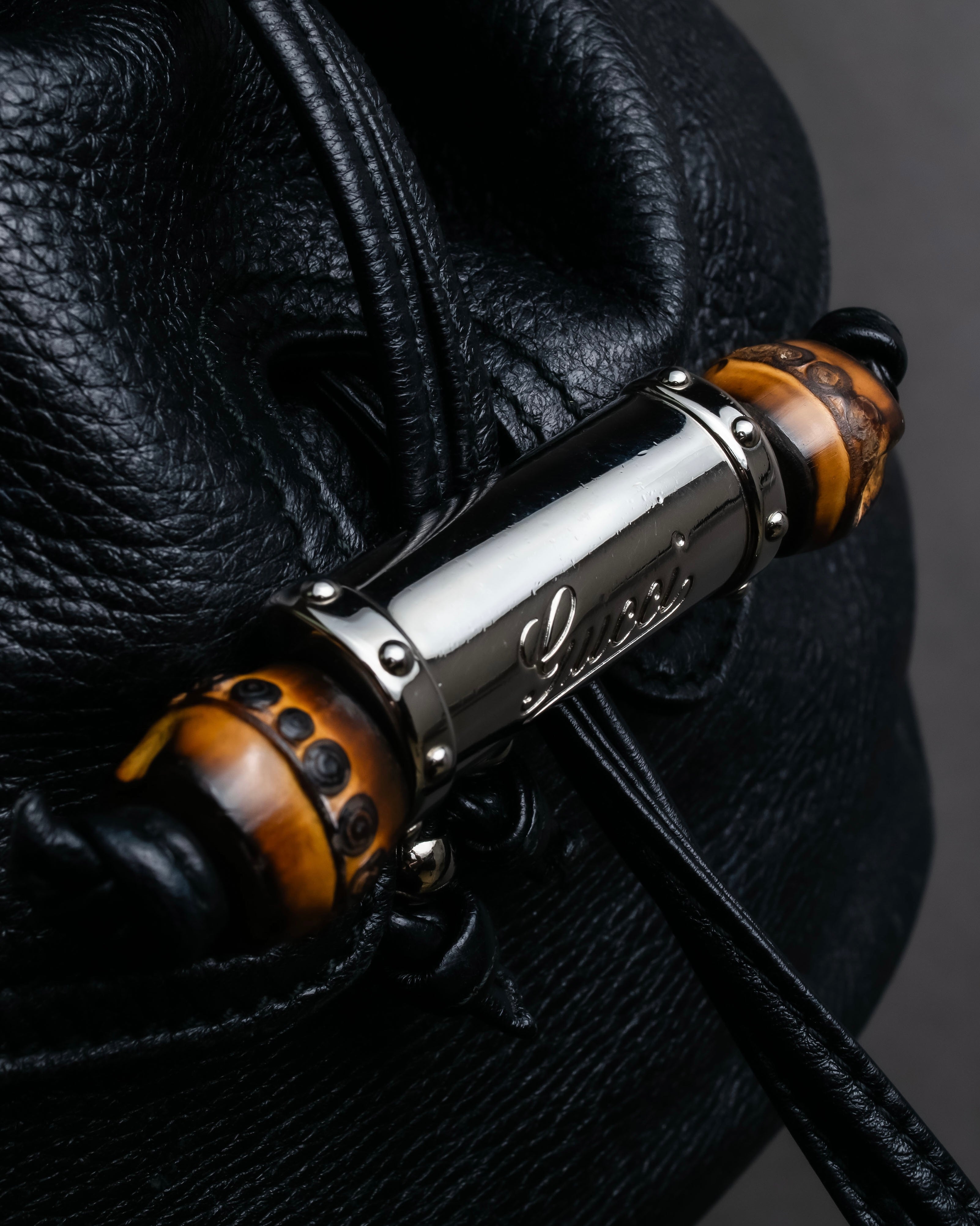 "GUCCI" Bamboo design combination chain shoulder leather bag