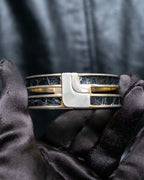 “LOEWE” Double circle stone designed gold bangle