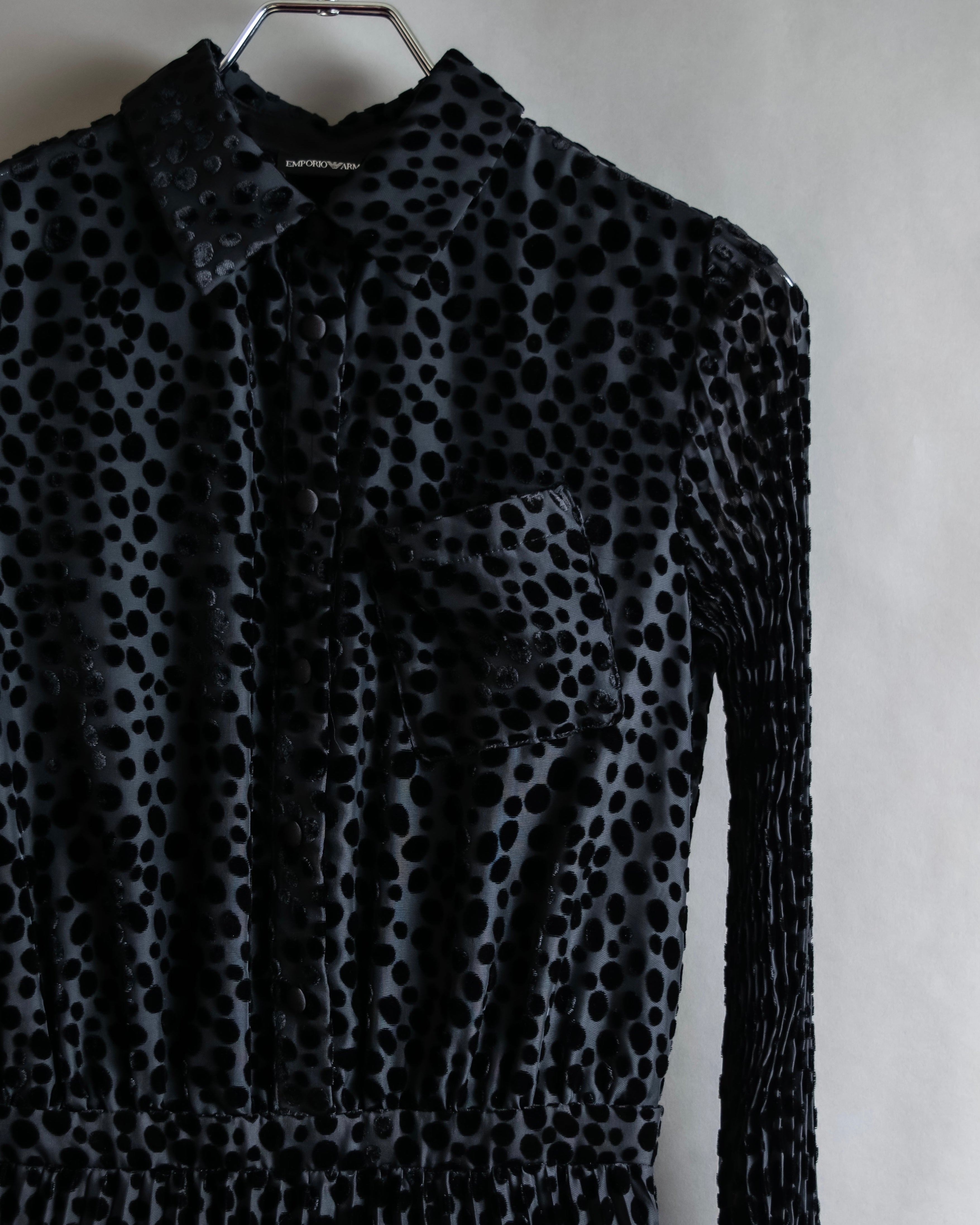 "EMPORIO ARMANI" Velvet dot beautiful pleated dress